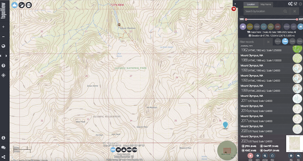 Mt. Olympus USGS Topo Map